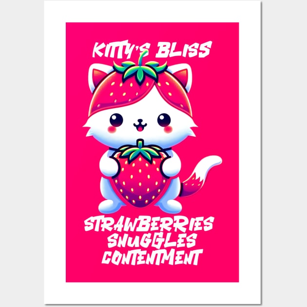 kitty bliss strawberry Wall Art by AOAOCreation